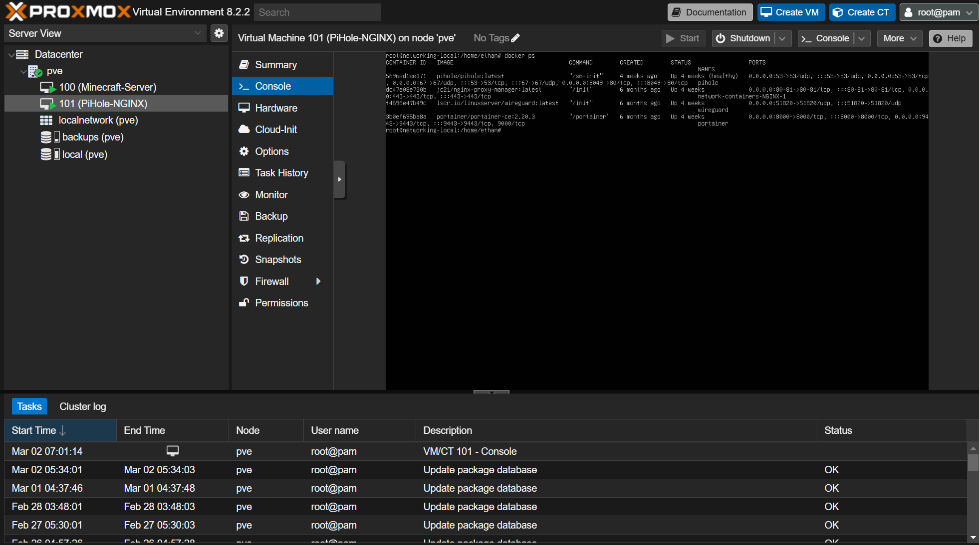 Image of the Proxmox Virtual Machine Management Web UI
